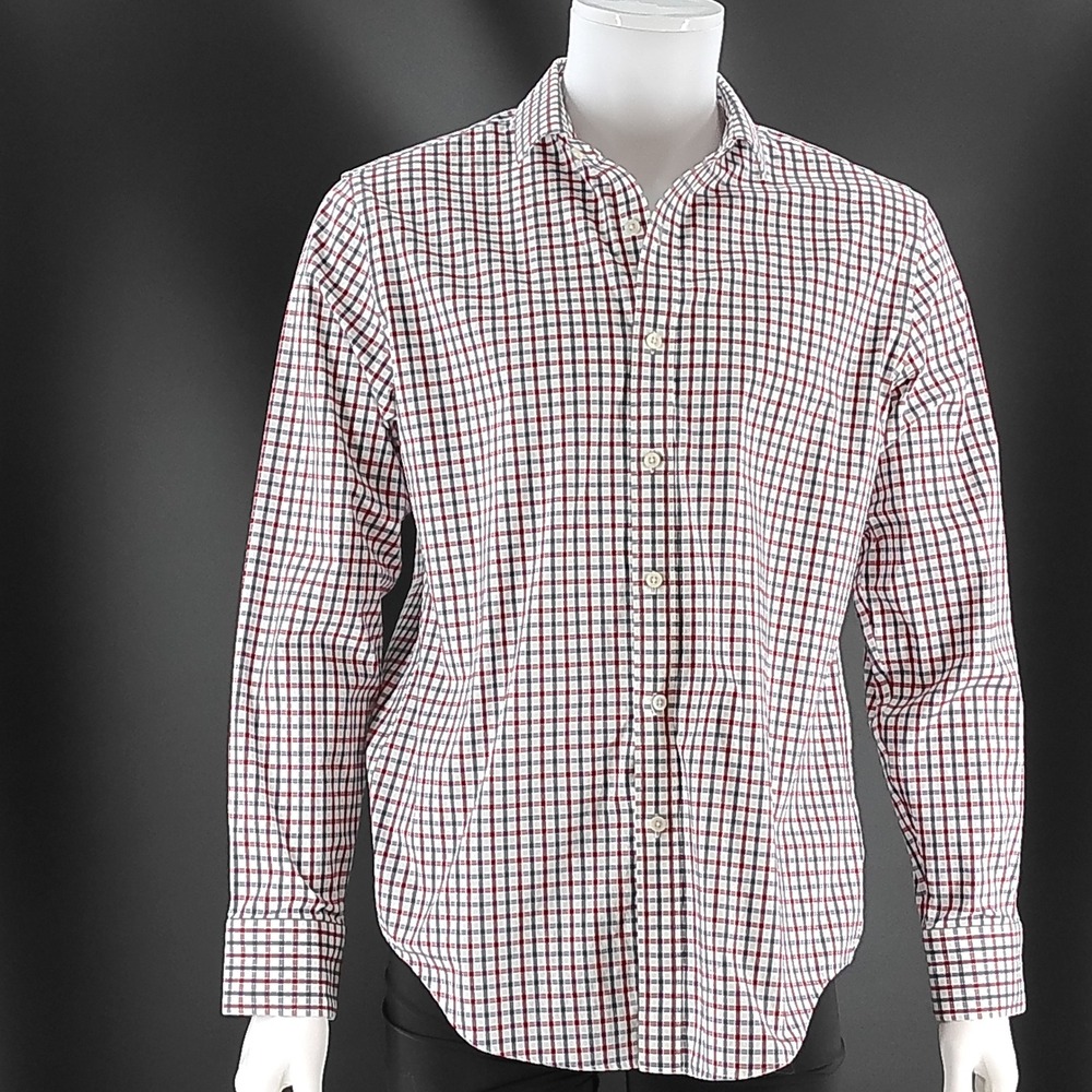 J.Crew Thompson Flex Wrinkle-Free Mens Large Red Blue Plaid Button Down Shirt